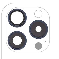 Back Camera Lens With Bracket & Bezel Compatible For iPhone 15 Pro (3 Piece Set) (Premium) (Blue Titanium)