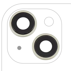 Back Camera Lens With Bracket & Bezel Compatible For iPhone 15 / 15 Plus (2 Piece Set) (Premium) (Yellow)