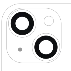 Back Camera Lens (Glass Only) With Adhesive For iPhone 14 / 14 Plus / 15 / 15 Plus (2 Piece Set) (Aftermarket Plus) (10 Pack)