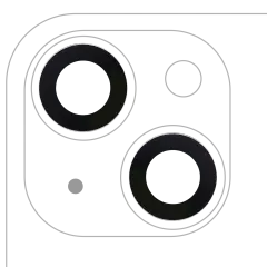 Back Camera Lens (Glass Only) With Adhesive Compatible For iPhone 14 / 14 Plus / 15 / 15 Plus (2 Piece Set) (Real Sapphire) (Premium)