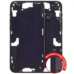 Mid-Frame Housing With Power And Volume Button Compatible For iPhone 15 Plus (International Version) (Aftermarket Plus) (Black)