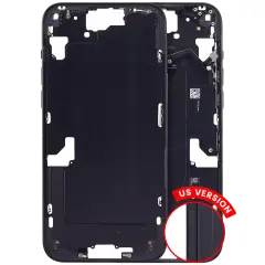 Mid-Frame Housing With Power And Volume Button Compatible For iPhone 15 Plus (US Version) (Aftermarket Plus) (Black)