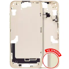 Mid-Frame Housing With Power And Volume Button Compatible For iPhone 15 Plus (US Version) (Aftermarket Plus) (Yellow)