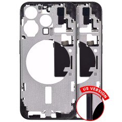 Mid-Frame Housing With Power And Volume Button Compatible For iPhone 15 Pro (US Version) (Aftermarket Plus) (Black Titanium)