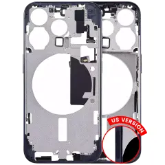 Mid-Frame Housing With Power And Volume Button Compatible For iPhone 15 Pro (US Version) (Aftermarket Plus) (Blue Titanium)