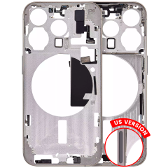 Mid-Frame Housing With Power And Volume Button Compatible For iPhone 15 Pro (US Version) (Aftermarket Plus) (Natural Titanium)