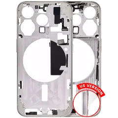 Mid-Frame Housing With Power And Volume Button Compatible For iPhone 15 Pro (US Version) (Aftermarket Plus) (White Titanium)