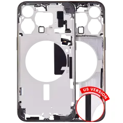 Mid-Frame Housing With Power And Volume Button Compatible For iPhone 15 Pro Max (US Version) (Aftermarket Plus) (Black Titanium)