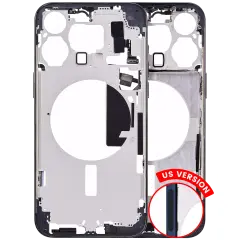 Mid-Frame Housing With Power And Volume Button Compatible For iPhone 15 Pro Max (US Version) (Aftermarket Plus) (Blue Titanium)