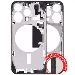 Mid-Frame Housing With Power And Volume Button Compatible For iPhone 15 Pro (International Version) (Aftermarket Plus) (Black Titanium)