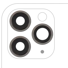 Back Camera Lens With Bracket & Bezel Compatible For iPhone 11 Pro / Pro Max (3 Piece Set) (Aftermarket Plus) (Black)