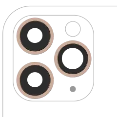 Back Camera Lens With Bracket & Bezel Compatible For iPhone 11 Pro / Pro Max (3 Piece Set) (Aftermarket Plus) (Gold)