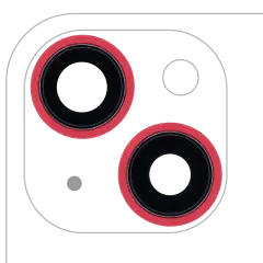 Back Camera Lens With Bracket & Bezel Compatible For iPhone 13 / 13 Mini ( 2 Piece) (Real Sapphire / Premium) (Red)