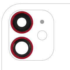 Back Camera Lens With Bracket & Bezel Compatible For iPhone 11 ( 2 Piece) (Real Sapphire / Premium) (Red)