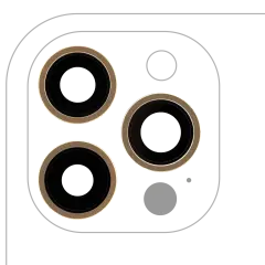 Back Camera Lens With Bracket & Bezel Compatible For iPhone 12 Pro Max (3 Piece Set) (Real Sapphire / Premium)(Gold)