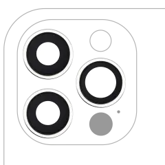 Back Camera Lens With Bracket & Bezel Compatible For iPhone 12 Pro (3 Piece Set) (Real Sapphire / Premium)(Silver)