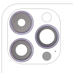 Back Camera Lens With Bracket & Bezel Compatible For iPhone 14 Pro / 14 Pro Max (Deep Purple) (3 Piece Set) (Premium)