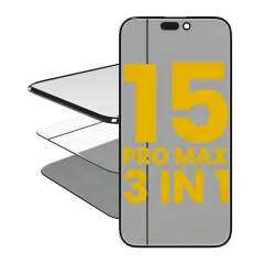 3 in 1 (Glass With OCA Pre-Installed + Polarizer Film ) Compatible For iPhone 15 Pro Max (OCA Master) (2 Pack)