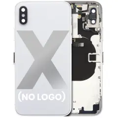 Back Housing W/ Small Components Pre-Installed Compatible For iPhone X (No Logo) (Aftermarket Plus) (Silver)