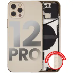 Back Housing W/ Small Components Pre-Installed Compatible For iPhone 12 Pro (International Version) (Used OEM Pull: Grade C) (Gold)