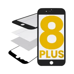 Glass with Frame / OCA / Polarizer Pre-Installed Compatible For iPhone 8 Plus (Black)