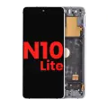 OLED Assembly With Frame Compatible For Samsung Galaxy Note 10 Lite (Aftermarket Plus) (Aura Glow / Silver)