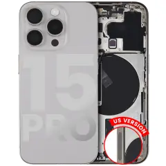 Back Housing W/ Small Pre-Installed Compatible For iPhone 15 Pro Max (US Version) (Used OEM Pull: Grade A) (Natural Titanium)