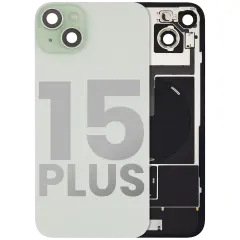 Back Glass With Steel Plate With Wireless NFC Charging MagSafe Magnet & Flashlight Flex Compatible For iPhone 15 Plus (Used OEM Pull: Grade A) (Green)