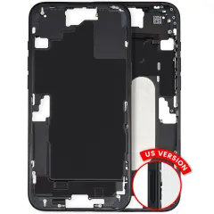 Mid-Frame Housing With Power And Volume Button Compatible For iPhone 16 Plus (US Version) (Used OEM Pull: Grade A) (Black)