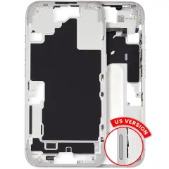 Mid-Frame Housing With Power And Volume Button Compatible For iPhone 16 (US Version) (Used OEM Pull: Grade A) (White)