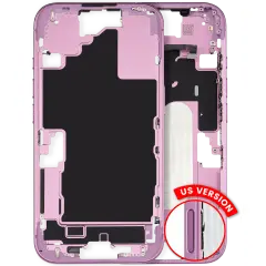 Mid-Frame Housing With Power And Volume Button Compatible For iPhone 16 (US Version) (Used OEM Pull: Grade A) (Pink)