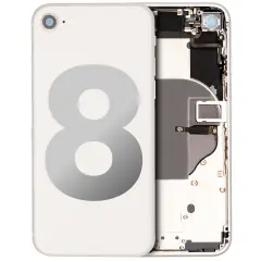 Back Housing W/ Small Components Pre-Installed Compatible For iPhone 8 (Used OEM Pull: Grade A) (Silver)
