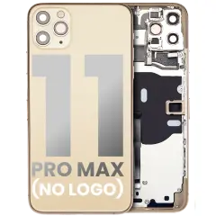 Back Housing W/ Small Components Pre-Installed Compatible For iPhone 11 Pro Max (No Logo) (Aftermarket Plus) (Gold)