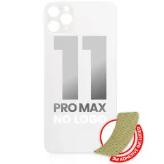 Back Glass With 3M Adhesive Compatible For iPhone 11 Pro Max (No Logo / Large Camera Hole) (Silver)