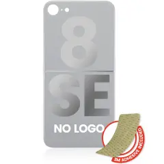 Back Glass With 3M Adhesive Compatible For iPhone 8 / SE (2020) (No Logo / Large Camera Hole) (Silver)