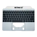 Top Case With Keyboard Compatible For MacBook Retina 12" (A1534 / Early 2015) (US English) (Used OEM Pull: Grade A) (Silver)