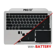 Top Case Assembly With Battery And Keyboard Compatible For MacBook Pro 13" (A2338 / Late 2020) (Used OEM Pull: Grade B/C) (US Keyboard) (Silver)
