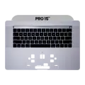 Top Case With Keyboard Compatible For MacBook Pro 15" Touch Bar (A1990 / Late 2018 / Early 2019) (US English) (Used OEM Pull: Grade New) (Silver)