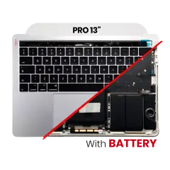 Top Case Assembly With Battery And Keyboard Compatible For MacBook Pro 13" Touch Bar (A1706 / Late 2016) (US Keyboard) (Used OEM Pull: Grade A) (Silver)