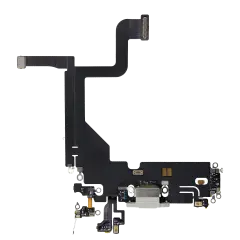 Charging Port Flex Cable Compatible For iPhone 13 Pro (Used OEM Pull) (Silver)