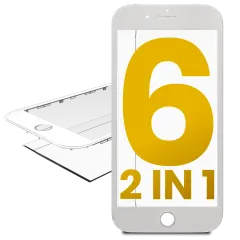 2 in 1 (Front Glass + Frame Pre-Installed) Compatible For iPhone 6 (2 Pack) (White)