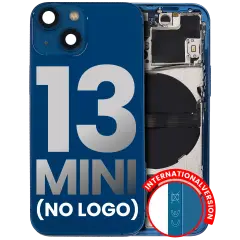 Back Housing W/ Small Components Pre-Installed Compatible For iPhone 13 Mini (International Version) (No Logo) (Aftermarket Plus) (Blue)