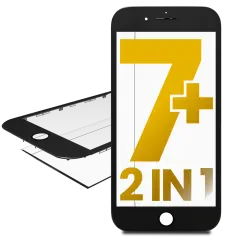 Glass With Frame Pre-Installed Compatible For iPhone 7 Plus (Black) (Premium / 2 in 1) (2 Pack)