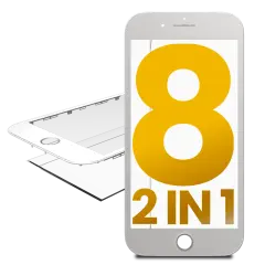 2 in 1 (Front Glass + Frame) Compatible For iPhone 8 (2 Pack) (White)