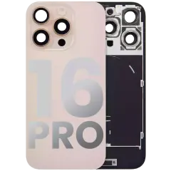 Back Glass With Steel Plate With Wireless NFC Charging MagSafe Magnet & Flashlight Flex Compatible For iPhone 16 Pro (Used OEM Pull: Grade A) (Desert Titanium)