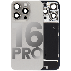 Back Glass With Steel Plate With Wireless NFC Charging MagSafe Magnet & Flashlight Flex Compatible For iPhone 16 Pro (Used OEM Pull: Grade B) (Natural Titanium)