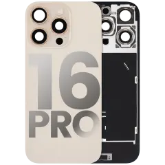 Back Glass With Steel Plate With Wireless NFC Charging MagSafe Magnet & Flashlight Flex Compatible For iPhone 16 Pro (Used OEM Pull: Grade B) (Desert Titanium)