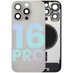 Back Glass With Steel Plate With MagSafe Magnet Pre-Installed Compatible For iPhone 16 Pro (Service Pack) (Natural Titanium)