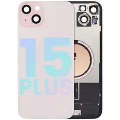 Back Glass With Steel Plate With MagSafe Magnet Pre-Installed Compatible For iPhone 15 Plus (Service Pack) (Pink)
