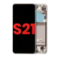 OLED Assembly With Frame Compatible For Samsung Galaxy S21 5G (Aftermarket Plus) (Phantom White)